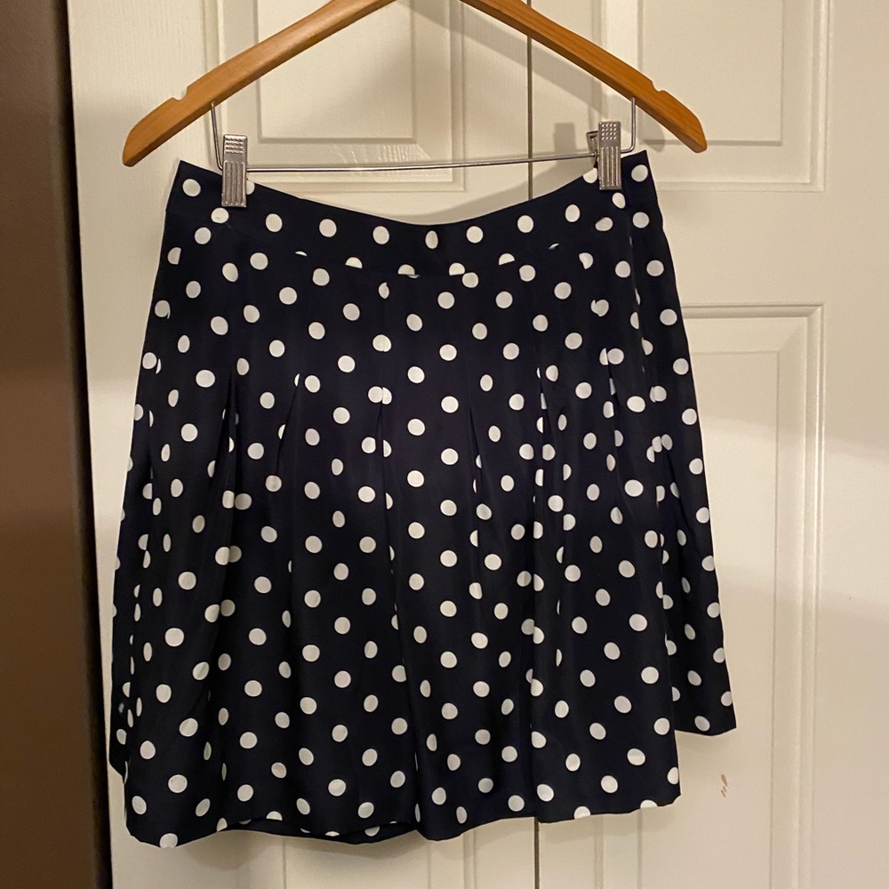 J Crew pleated polka dot skirt with zip